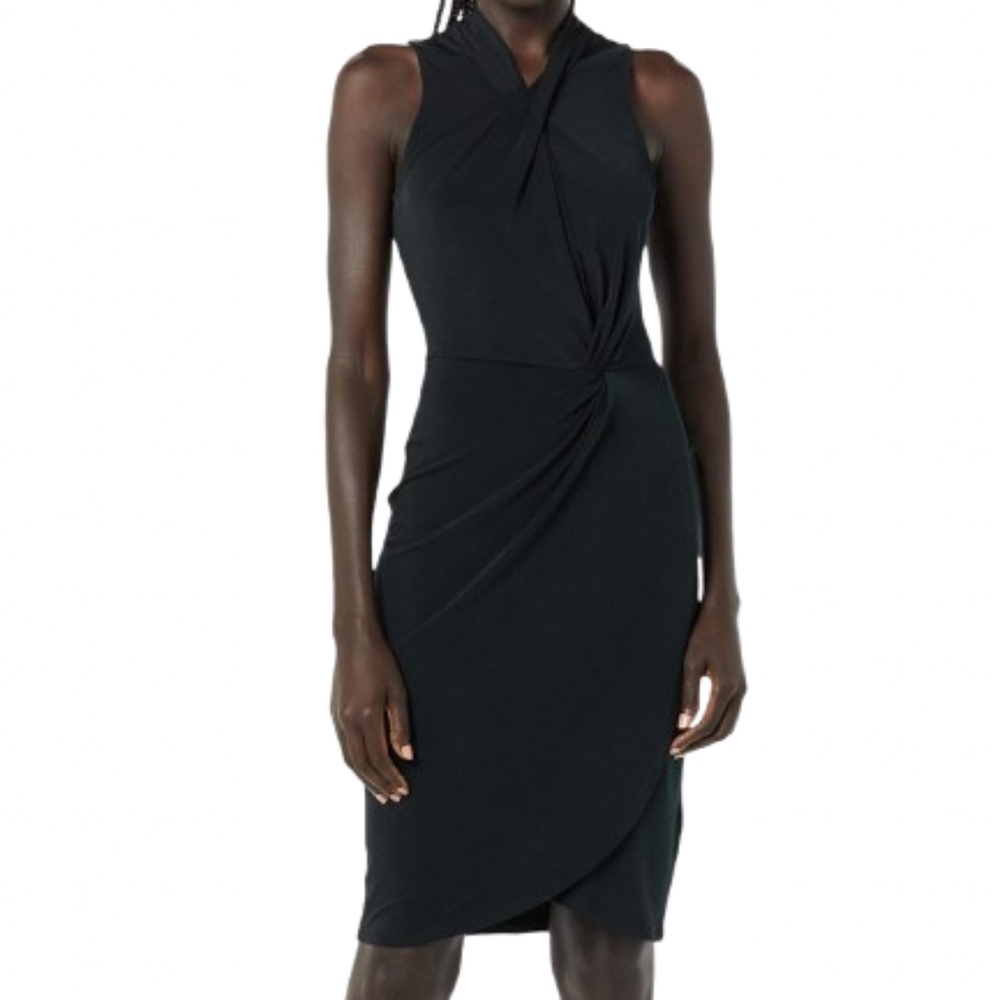 Women's Sleeveless Crossover Twist Neck Faux Wrap Dress Size Small